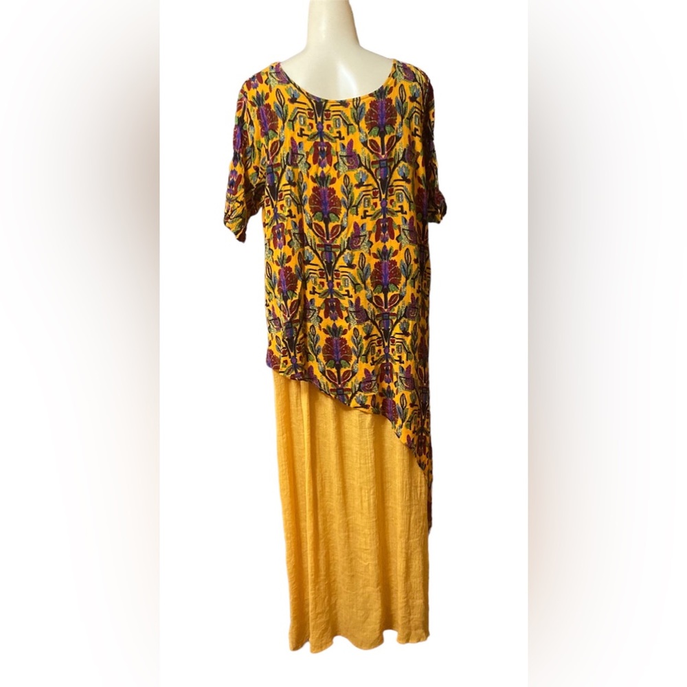 Gracila women’s dress golden yellow/multi colored XL